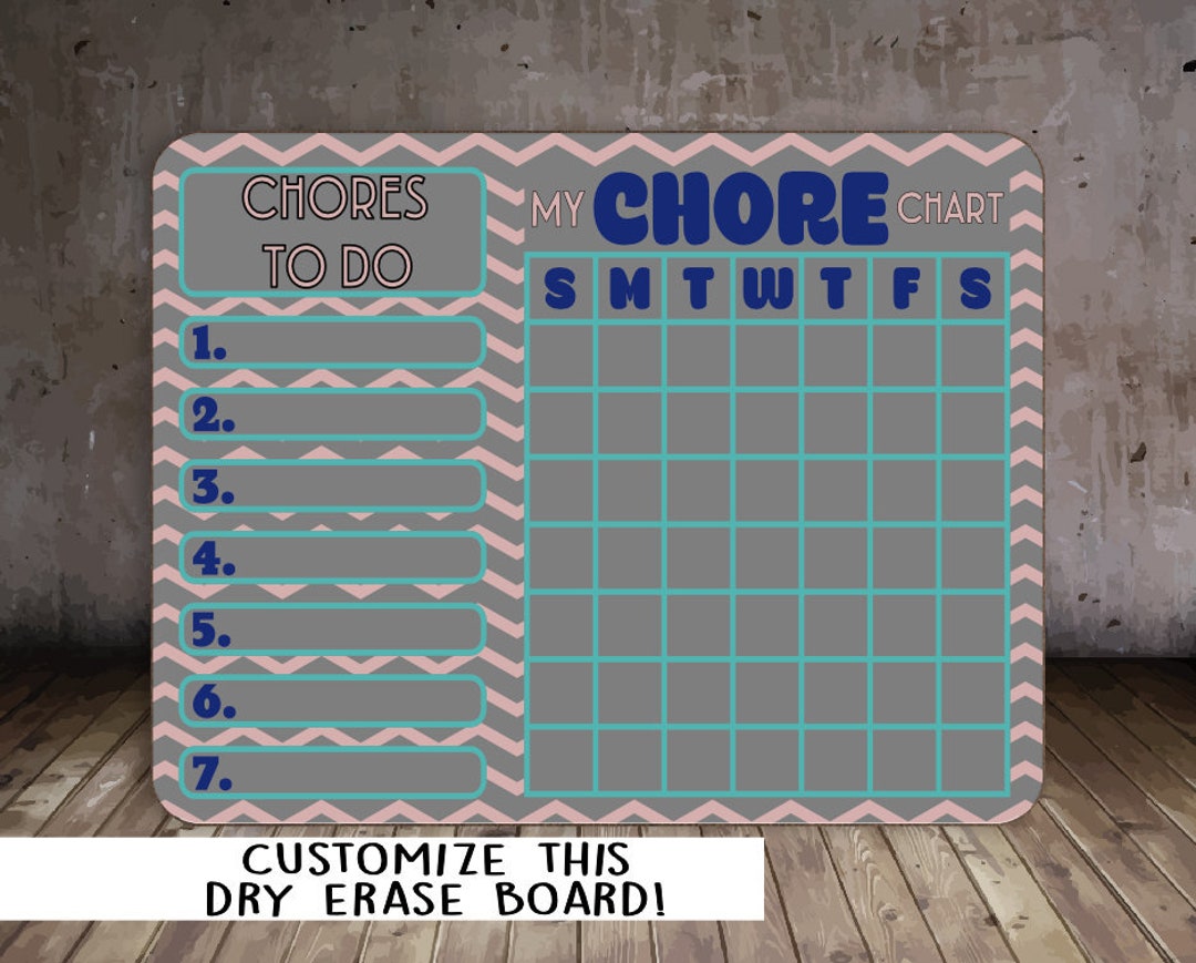 Personalized Chore Chart, Custom Dry Erase Chore Chart, Personalized