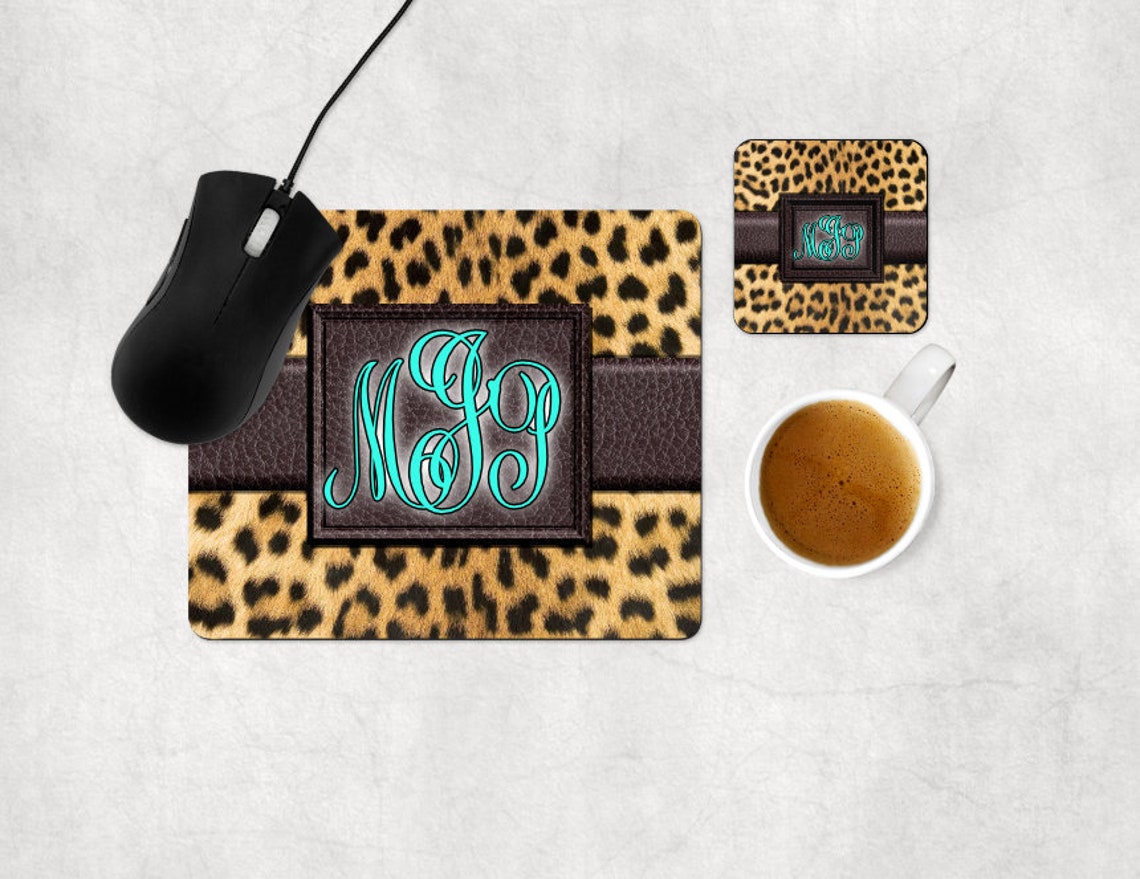 Desk Set Leopard Print Desk Set Mousepad and Coaster set Etsy