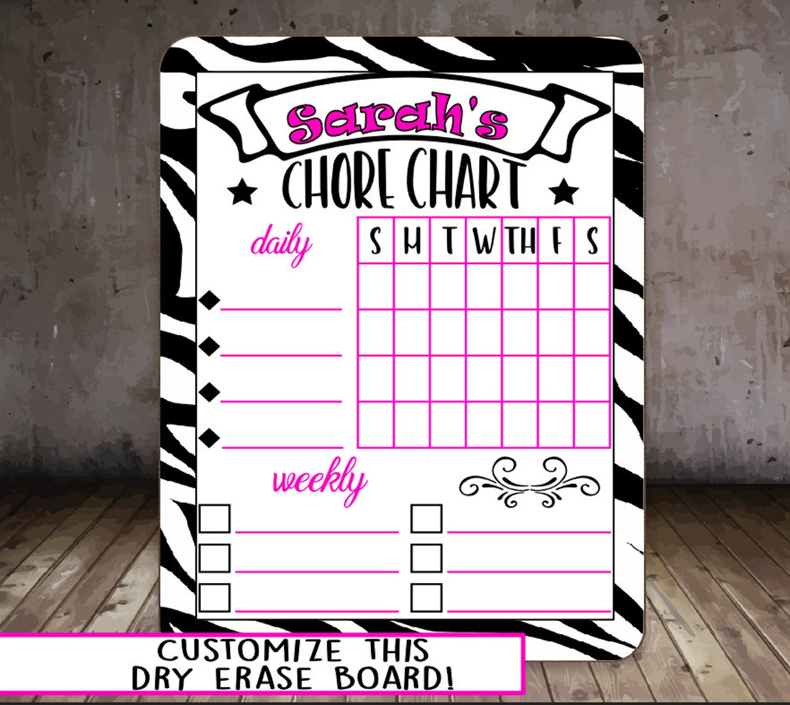 Personalized Chore Chart Custom Dry Erase Chore Chart - Etsy