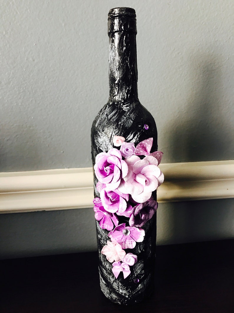 Wine Bottle Decor.Home Decor. Glass Bottle Art. Flowers. Gift. | Etsy