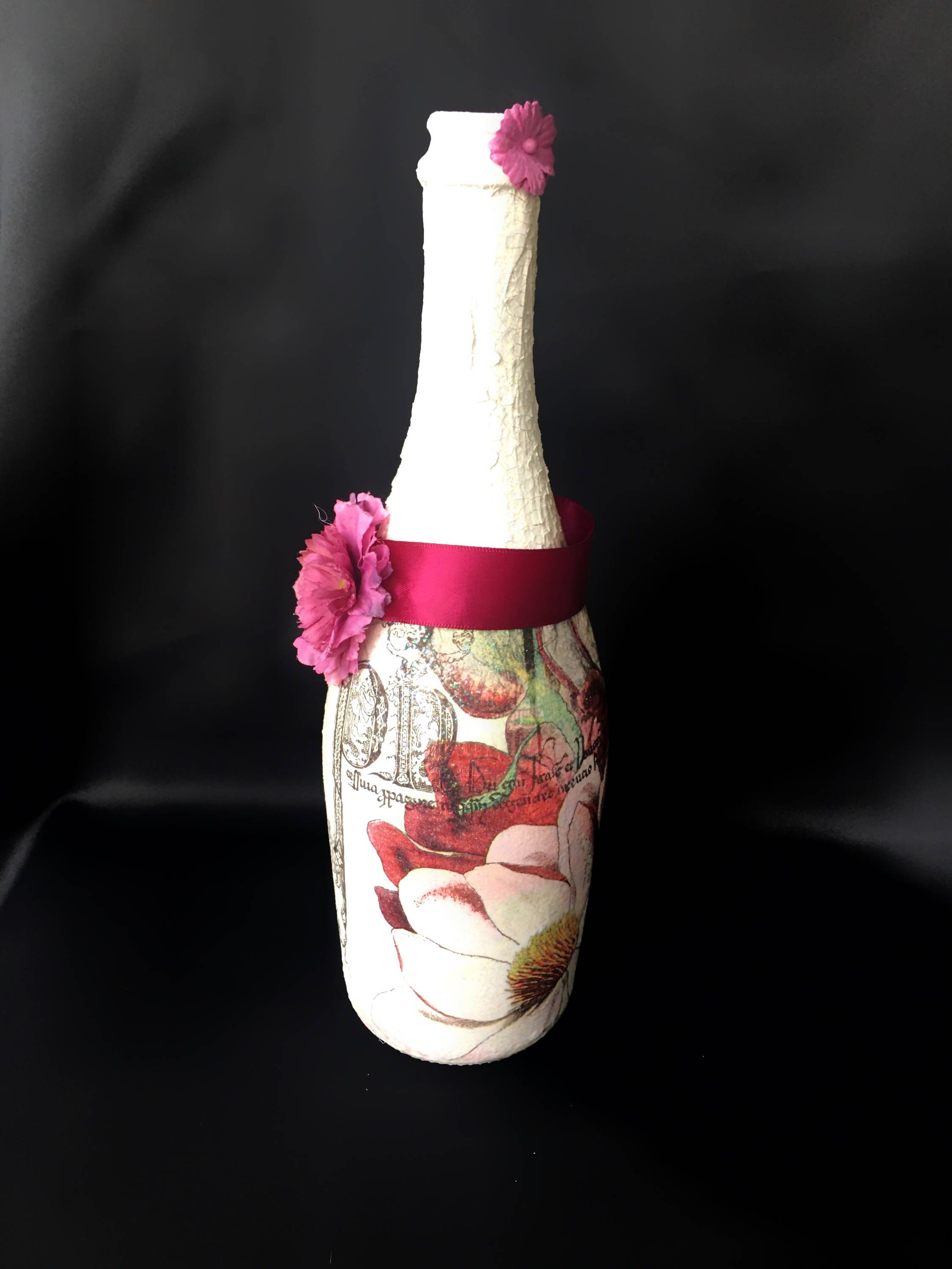 Decorated Wine Glass Bottle.Custom Art Etsy