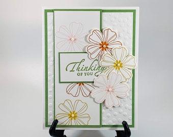 Thinking of You Card - Floral Textured Greeting Card - Handmade Just Because Card - Blank Inside Note Card - Happy Mail