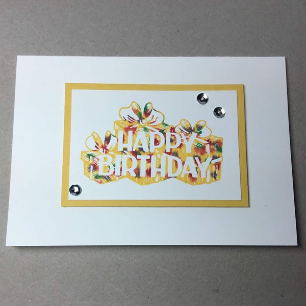 Happy Birthday Notecards Pack of 8 - Birthday Presents with Happy Birthday Greeting - Yellow & White Birthday 8 pk Note Cards - Simple Cards