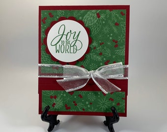 Christmas Gift Card Holder - "Joy to the World" Christmas Card - Handmade Holiday Card - Matchbook Style Fun Fold Christmas Card