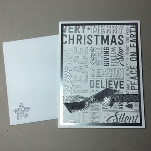 Holiday Greetings Family Christmas Card - Silver or Copper Embossed Holiday Greeting Card - Handmade Christmas Cards - Believe,Peace,Spirit