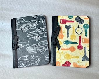 Mini Notebooks Set of 2 - Keys & Cars - Lined Small Note Pads - Purse or Pocket Sized Notepads - Travel Journals - Mileage Notes