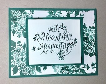 Sympathy Greeting Card - With Heartfelt Sympathy - Floral Sympathy Note Card - Blank Inside Sympathy Card - Free Shipping - Condolences Card