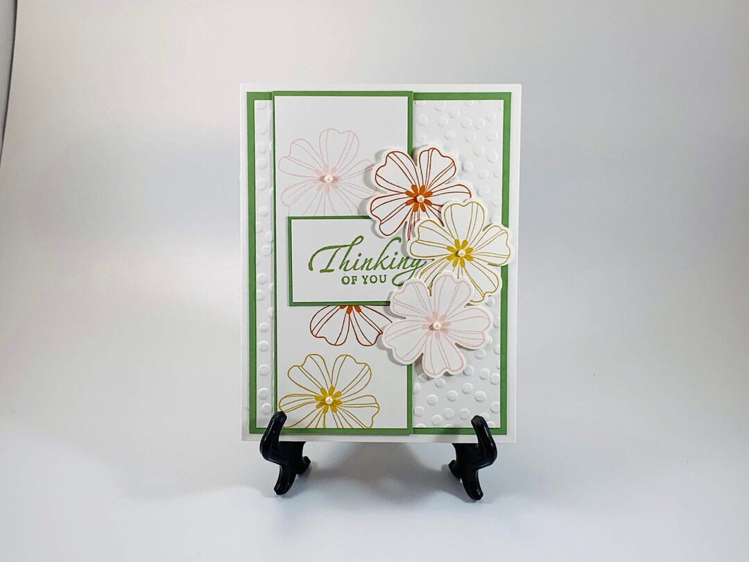 Thinking of You Card - Floral Textured Greeting Card - Handmade Just ...