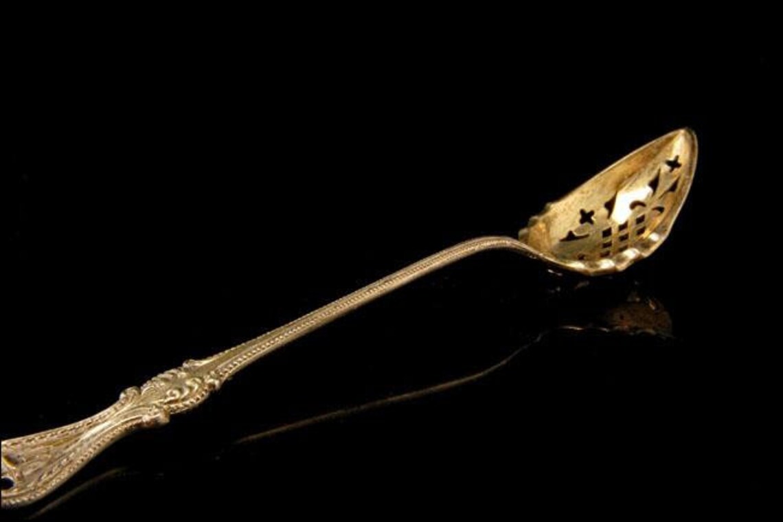 Antique Sterling Pat. 1885 Pierced Olive Spoon Etsy