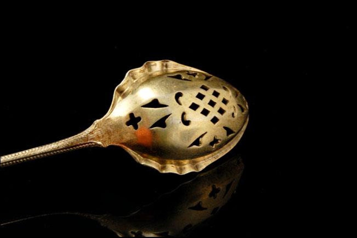 Antique Sterling Pat. 1885 Pierced Olive Spoon Etsy