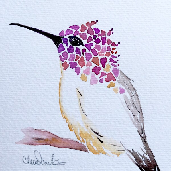 Hummingbird Original Watercolor, Bird Art, Bird Decor, Bird watercolor, Nature Prints, hummingbirds, Southern Artwork Wall Decor