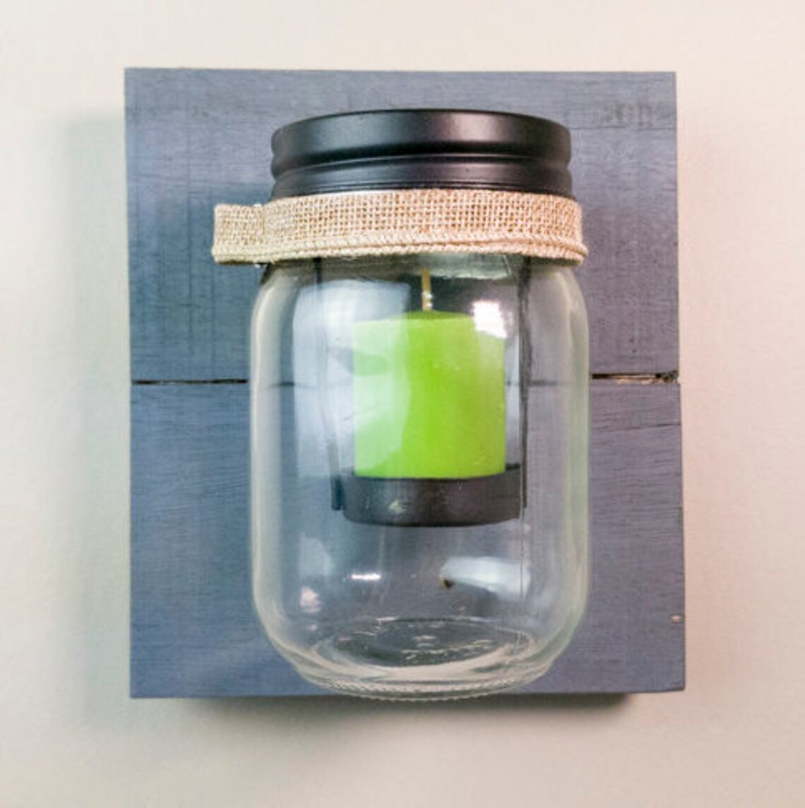 Weathered Gray Mason Jar Candle Holder Wall Hanging Etsy