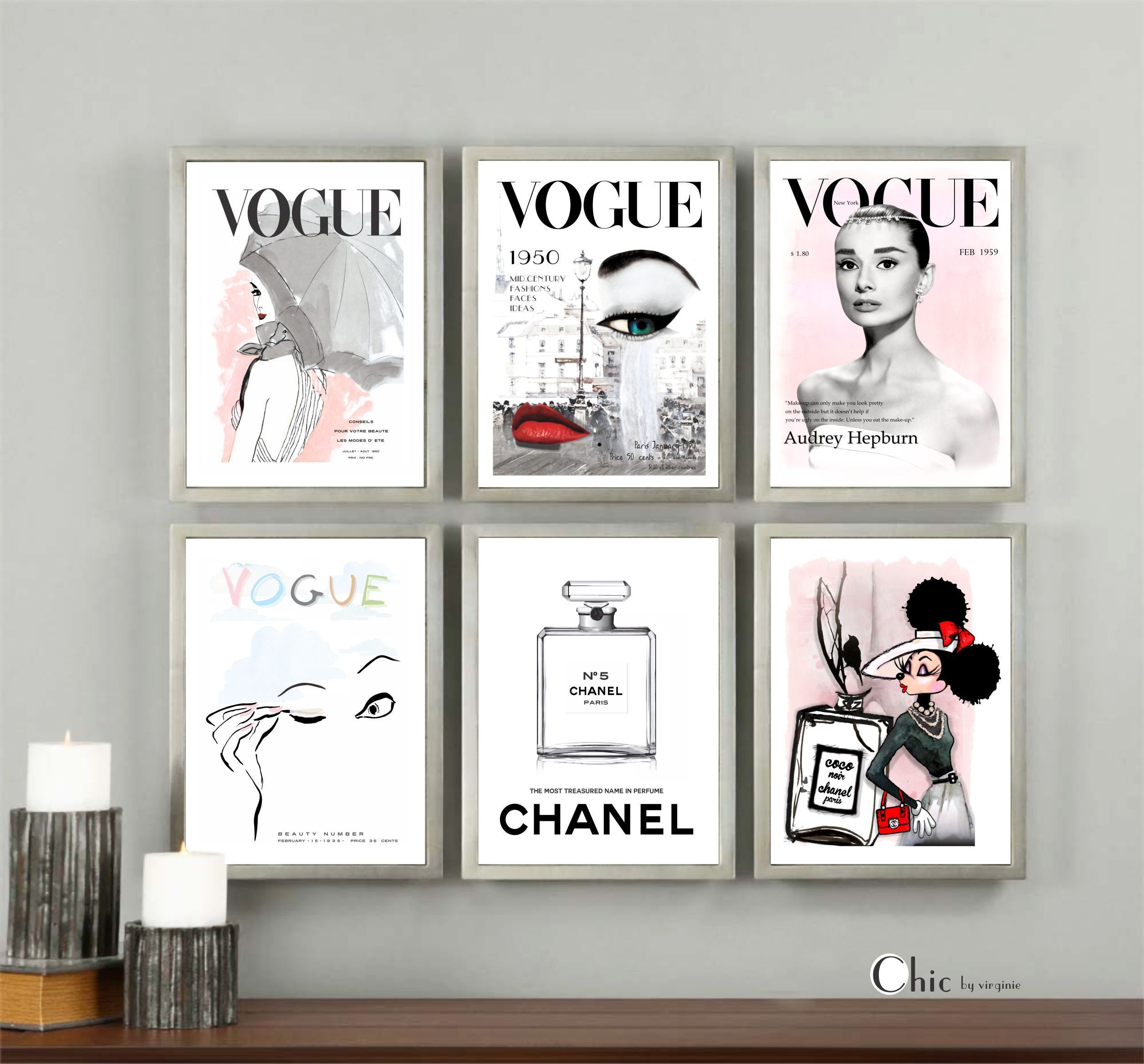 Chanel Vogue Posters Fashion Wall Art Chanel Set prints Etsy