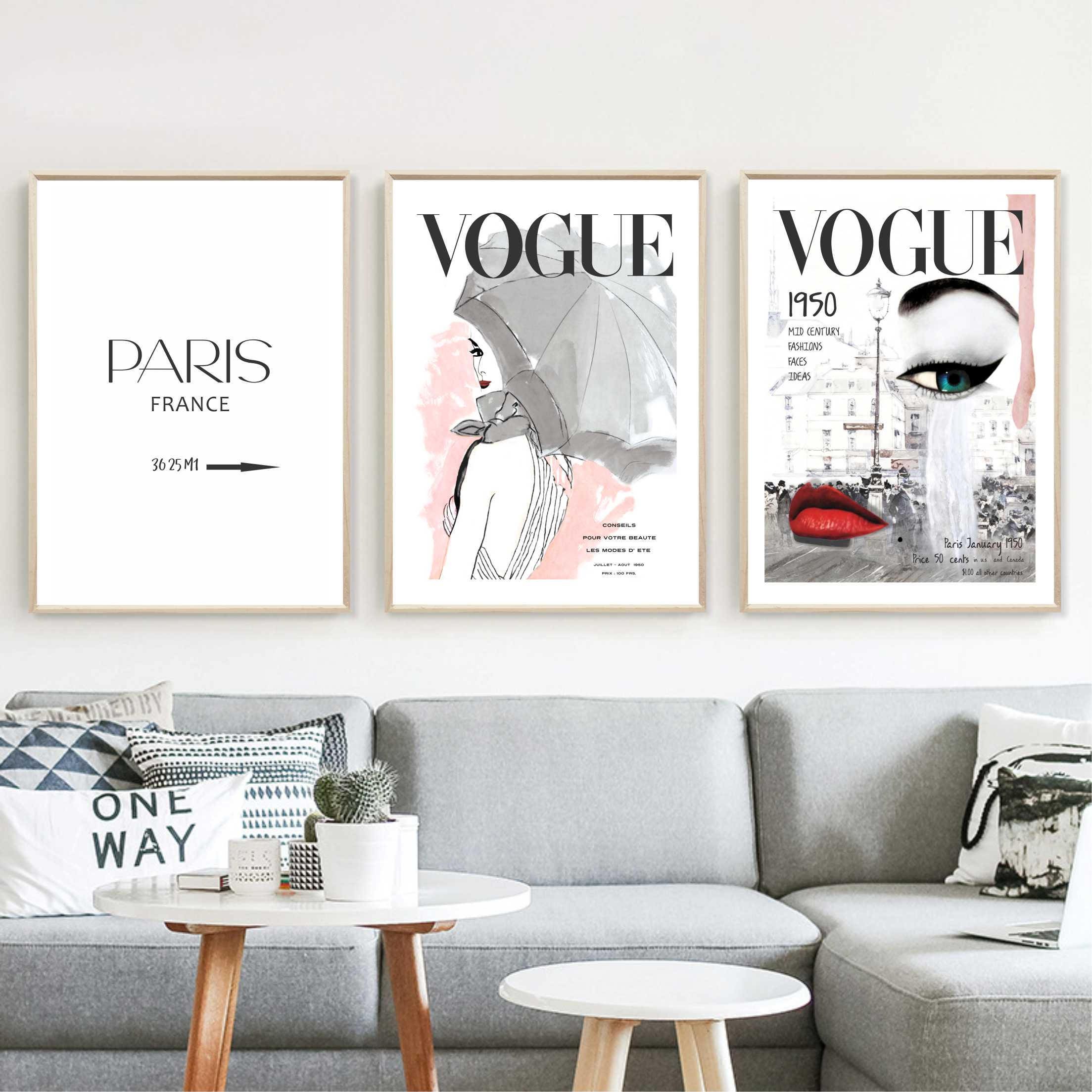 Vogue Posters Fashion Wall Art Set Of 3 Prints Home Decor Etsy