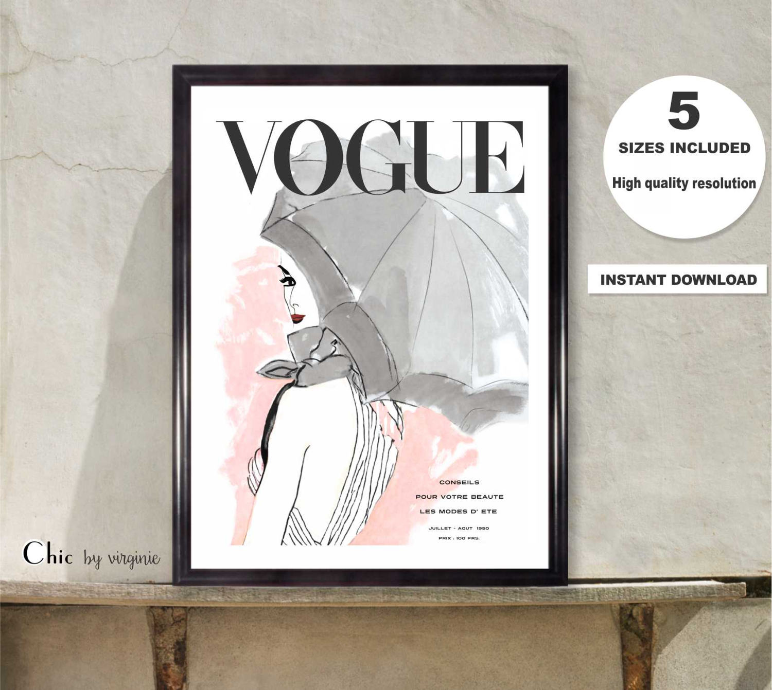 Vogue Poster Vogue Print Printable Art Wall Art Gift For | Etsy