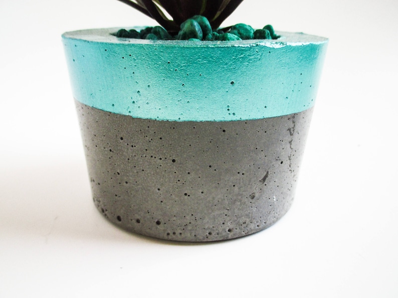 Cement decor Turquoise home decor Turquoise decor Aquamarine decor Turquoise planter Cement planter Cement home decor