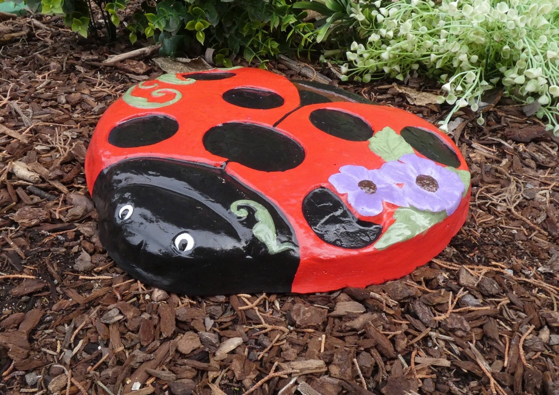 Ladybug garden decor Ladybug garden Garden stepping stone Etsy