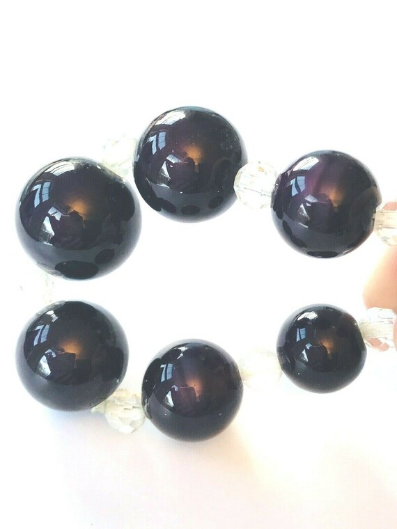 Vintage stunning DARK PURPLE glass beads necklace in… Gem