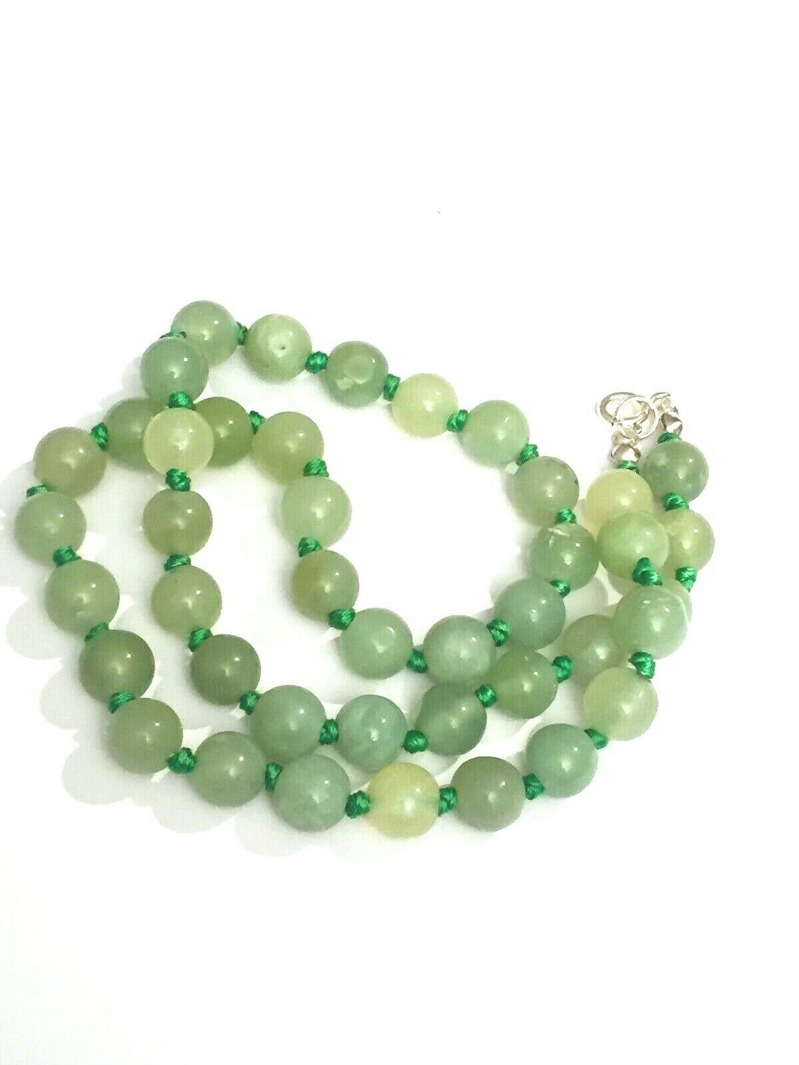 Vintage beads light green colour Soap stone restrung silver | Etsy