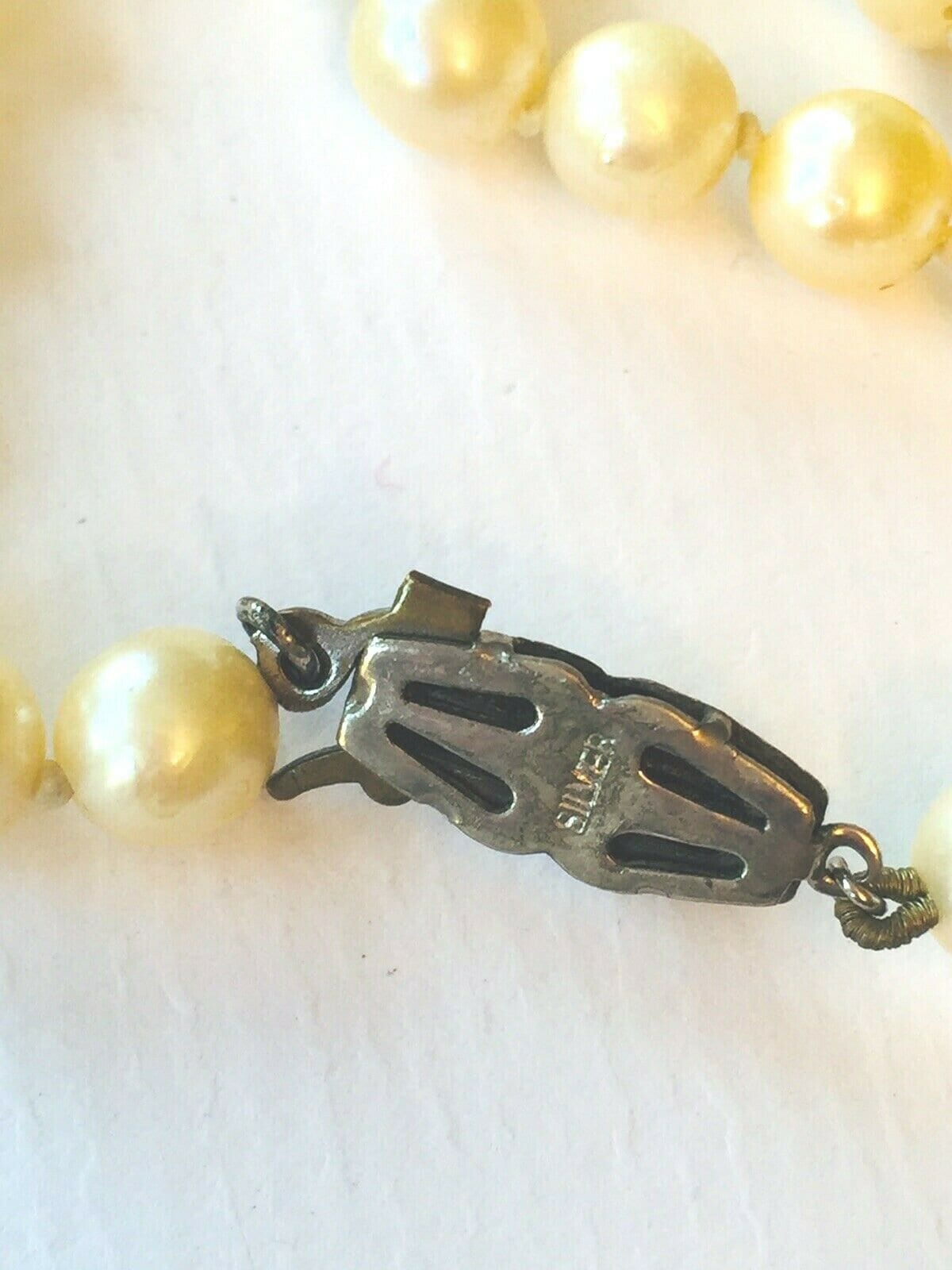 Vintage CULTURED pearls necklace SILVER stamped clasp same Etsy