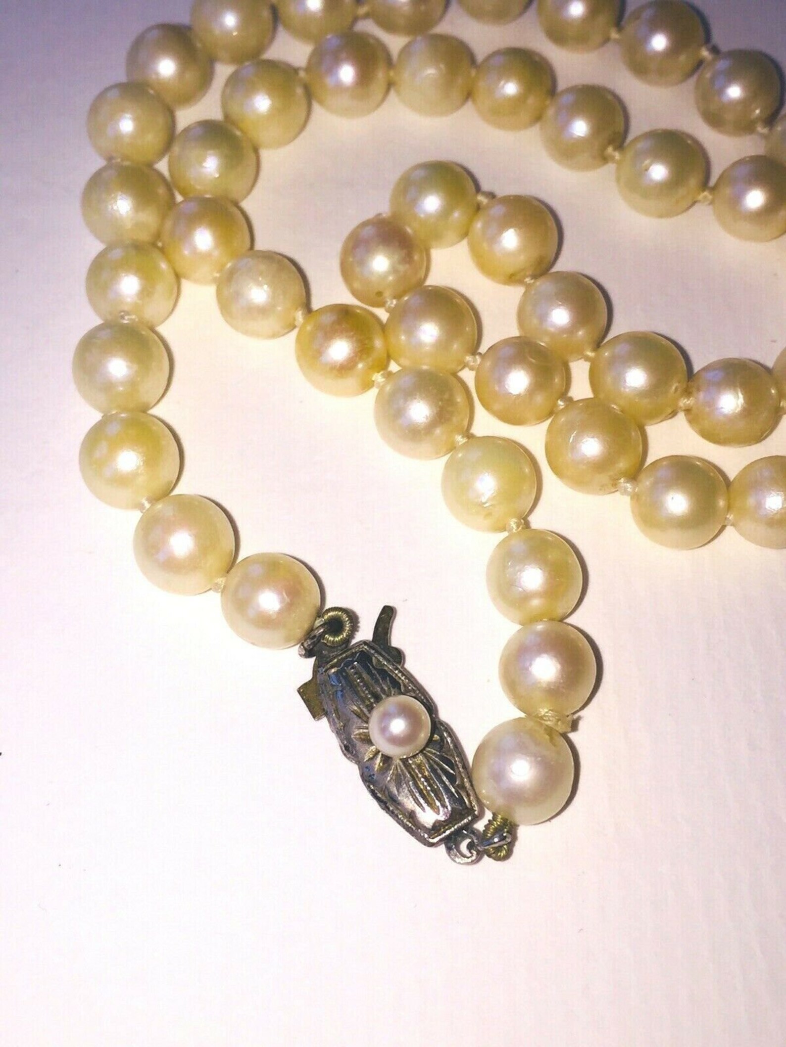 Vintage CULTURED pearls necklace SILVER stamped clasp same Etsy
