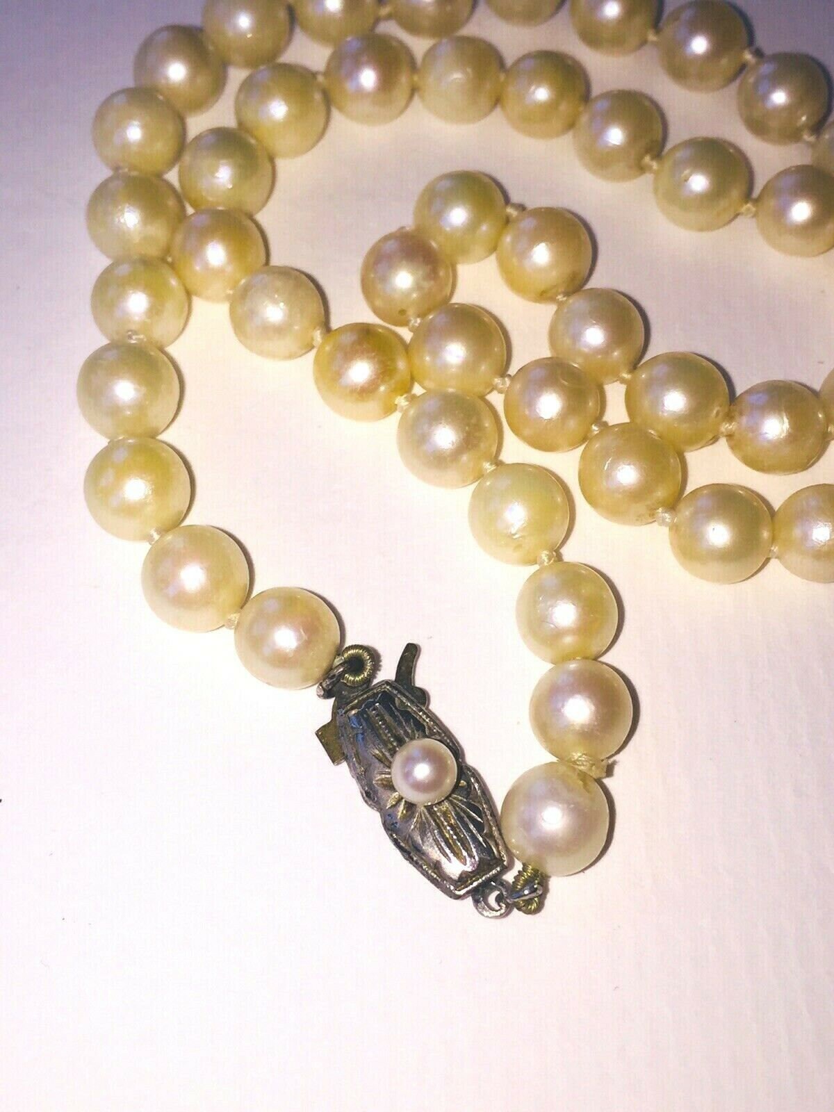 Vintage CULTURED pearls necklace SILVER stamped clasp same Etsy