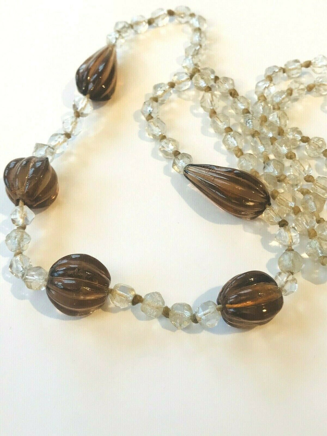 Stunning Art Deco Necklace Glass Crystal Moulded Beads Etsy