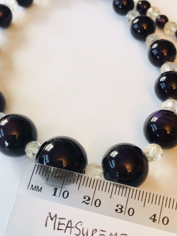 Vintage stunning DARK PURPLE glass beads necklace in… Gem