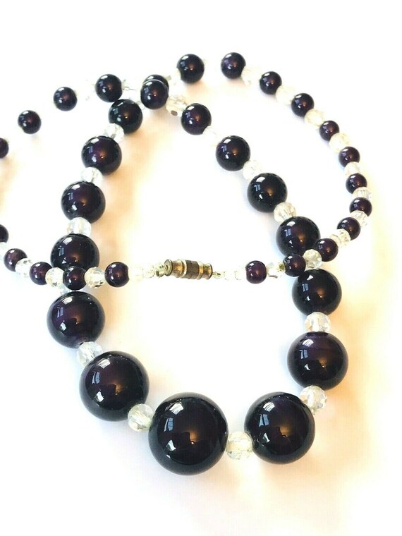 Vintage stunning DARK PURPLE glass beads necklace in… Gem