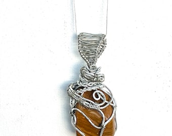 Tumbled Stone Wire Wrapped Pendants, Wire Wrapped Stone Necklace, Statement Piece Jewelry, Natural Jewelry