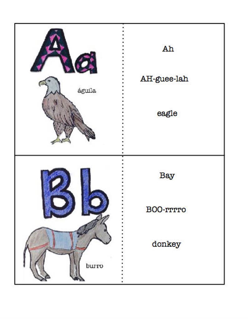 Printable Spanish Alphabet Flashcards Bilingual Flashcards - Etsy