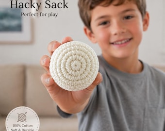 GLOW-in-the-dark Crochet HACKY SACK Handmade Dirtbag Footbag Sensory Toy, Little Snowball