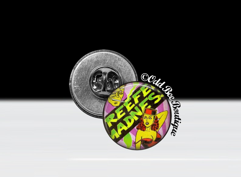 Reefer Madness Poster Tie Clip Reefer Madness Tie Tack Rockabilly Stoner Accessory-Dispensary Gift Retro Cannabis Propaganda Lapel Pin