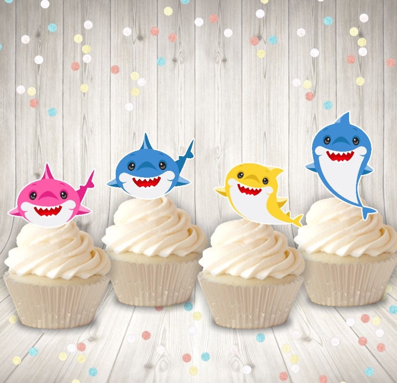 Free shipping Baby shark cupcake toppers baby birthday | Etsy