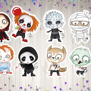 Free shipping, scary icon stickers, horror characters stickers, cute horror stickers