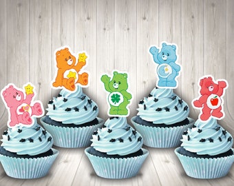12 Carebear Cupcake toppers