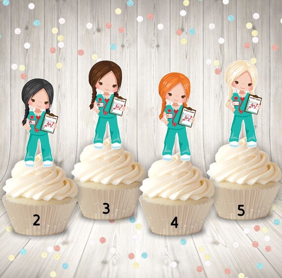 Nurse Cupcake Toppers Nurse Party Decoration Decorations Etsy