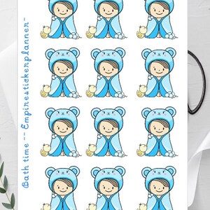 bath time stickers , sets of 6,12,35 stickers , boy or girl planner stickers