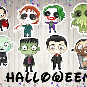 Horror Character Stickers: Chibi Monsters, Set of 8