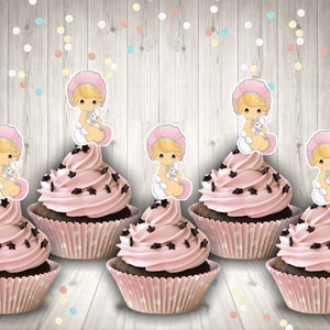 Presious moments cupcake toppers, baby cupcake toppers, decoration cupcake toppers, baby shower cupcake toppers