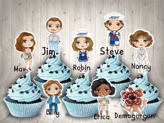Cutouts Stranger Things Stickers Set of 12 Cupcake Toppers - Etsy