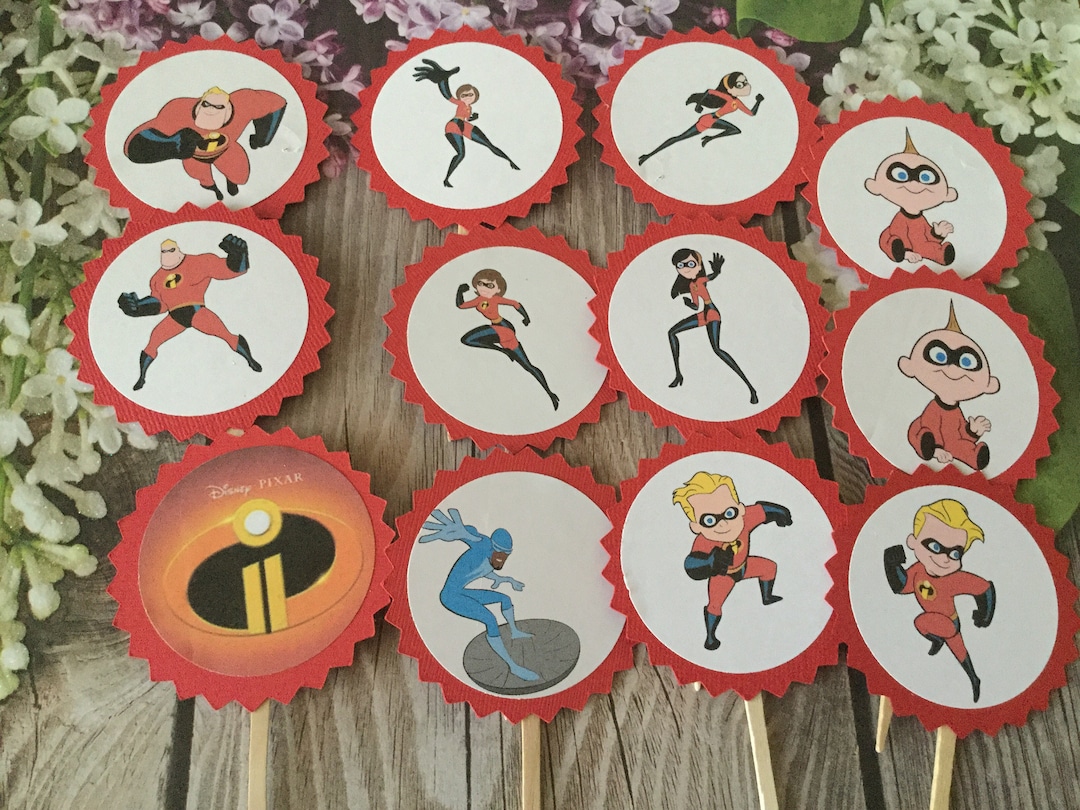 Cupcake Toppers Incredibles , Boy Birthday Cupcake Toppers Incredibles