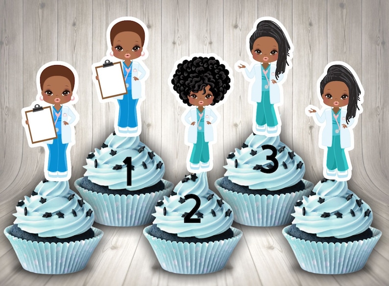 Doctor Cupcake Toppers Graduation Doctor Decor Doctor Etsy