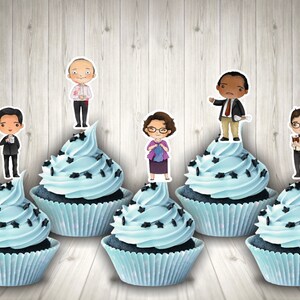 The office cutouts stickers, the office, the office cupcake toppers