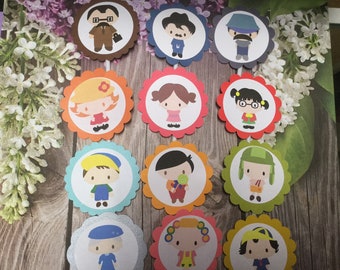 El Chavo Cupcake Toppers, La Vecindad, Handmade (12 Piece)