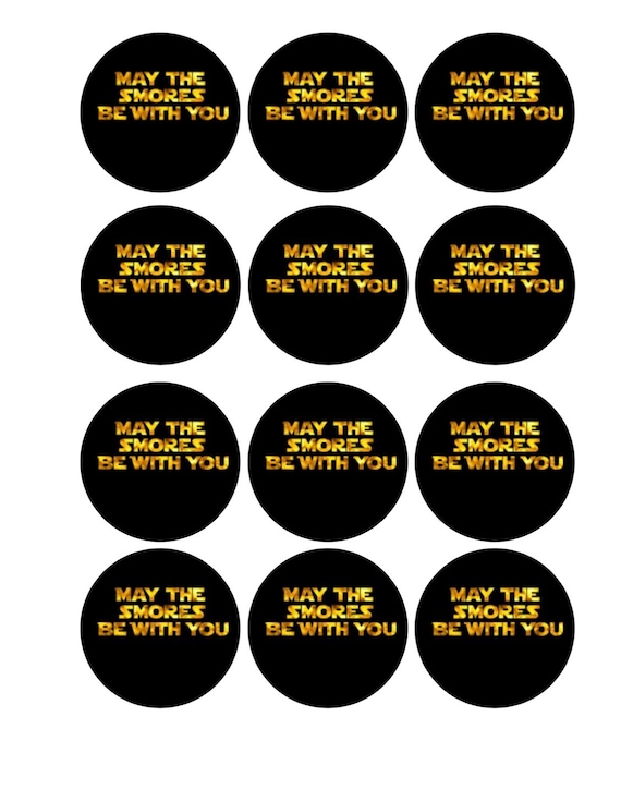 12 Stickers 2” Star Wars Theme, S'mores Labels