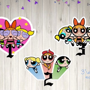 Power puff girl, stickers, 3”wide