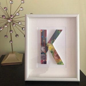 Custom Quilled Monogram.  Customized Quilled Paper Craft Personalized Nursery Decor Wall Art Personalized Initial Birthday Gift