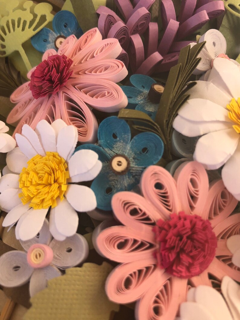 Quilled Flowers in Basket. Quilled Art Gift. Etsy