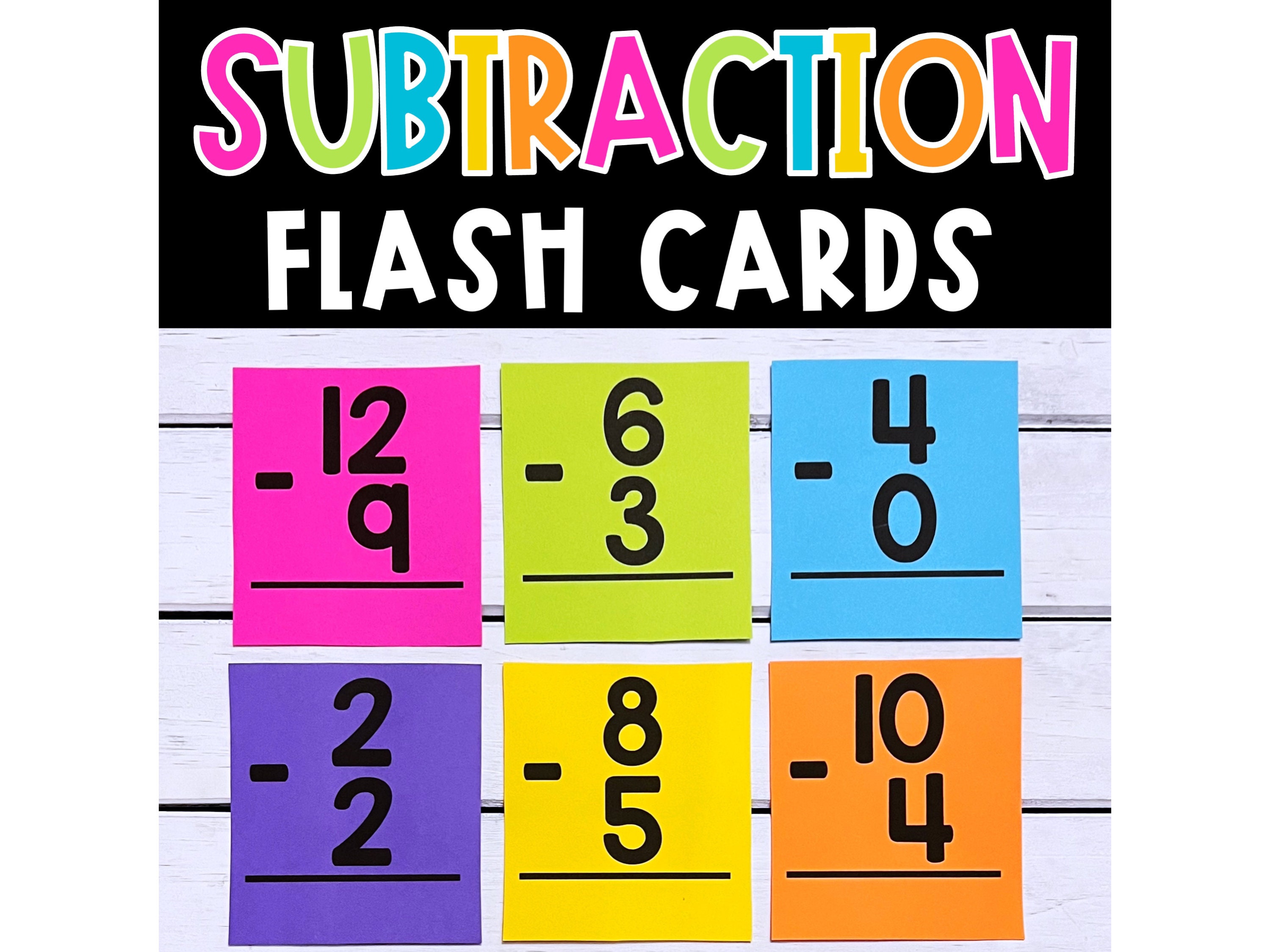 Subtraction Flash Cards Printable Flashcards for Kids Printable